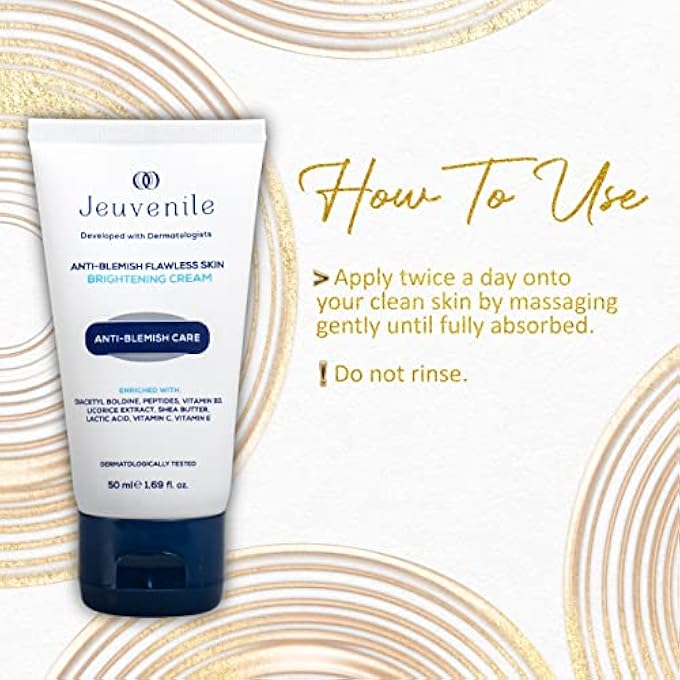 Jeuvenile BLEMISH CONTROL FACE CREAM - DARK SPOT REMOVER AND SKIN BRIGHTENING CREAM WITH NIACINAMIDE AND VITAMIN C, WOMEN'S AND MEN'S MOISTURISER WITH GLYCOLIC ACID FOR SMOOTH AND GLOW SKIN | 50 ML. - Image 2